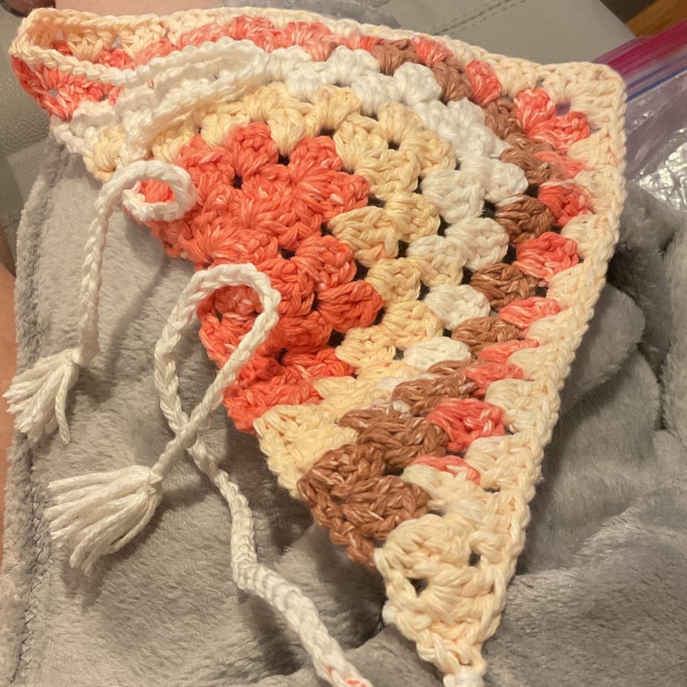 Crochet Triangle Scarf with Tassels